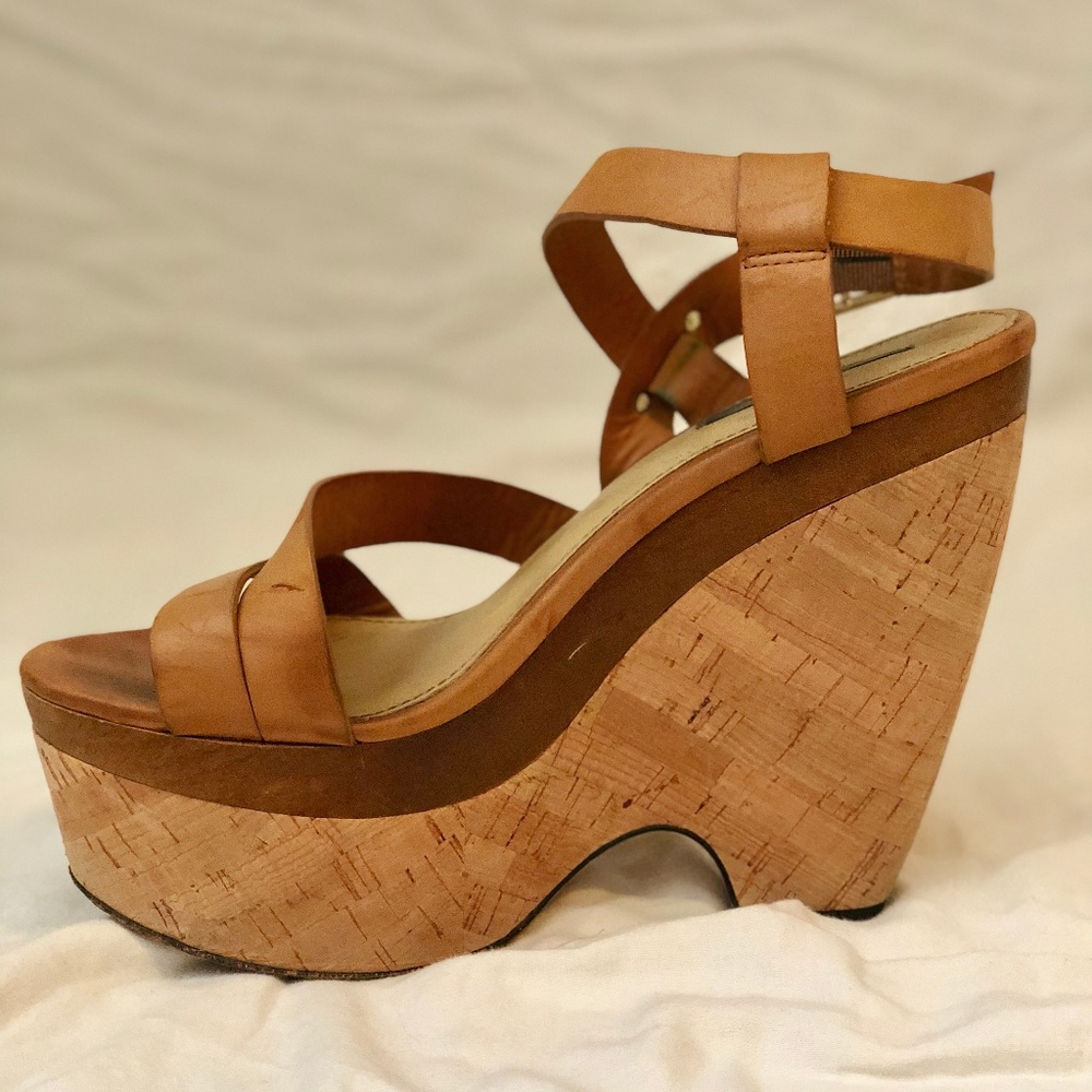 Rachel Zoe Leather Wedge Platform Sandal